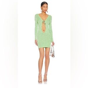 Superdown Sparkly Green Long Sleeve Dress Size M